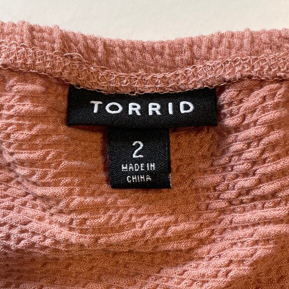 Torrid Ash Rose Textured Off Shoulder Top Womens Size 2X Faux Wrap Babydoll - Picture 7 of 11